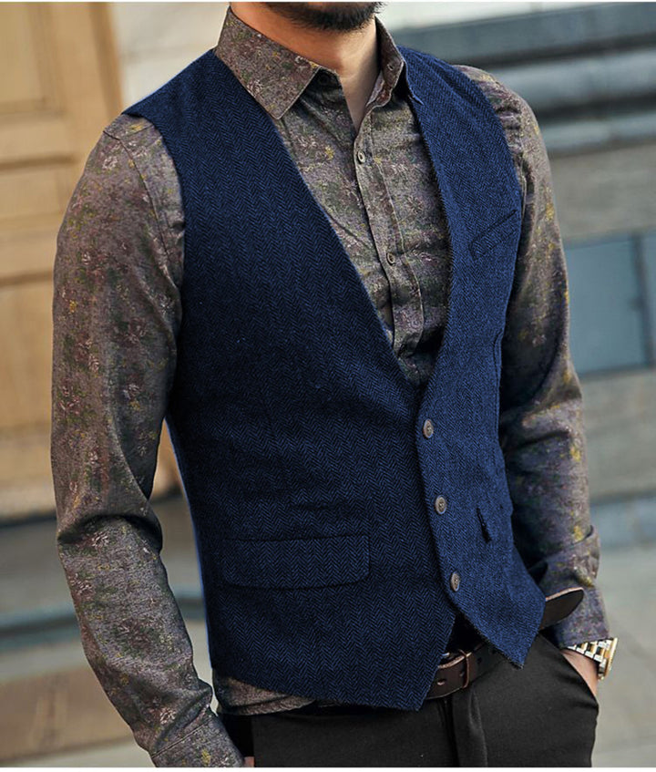 Vic | Trendy Herringbone V-Neck Vest voor Mannen