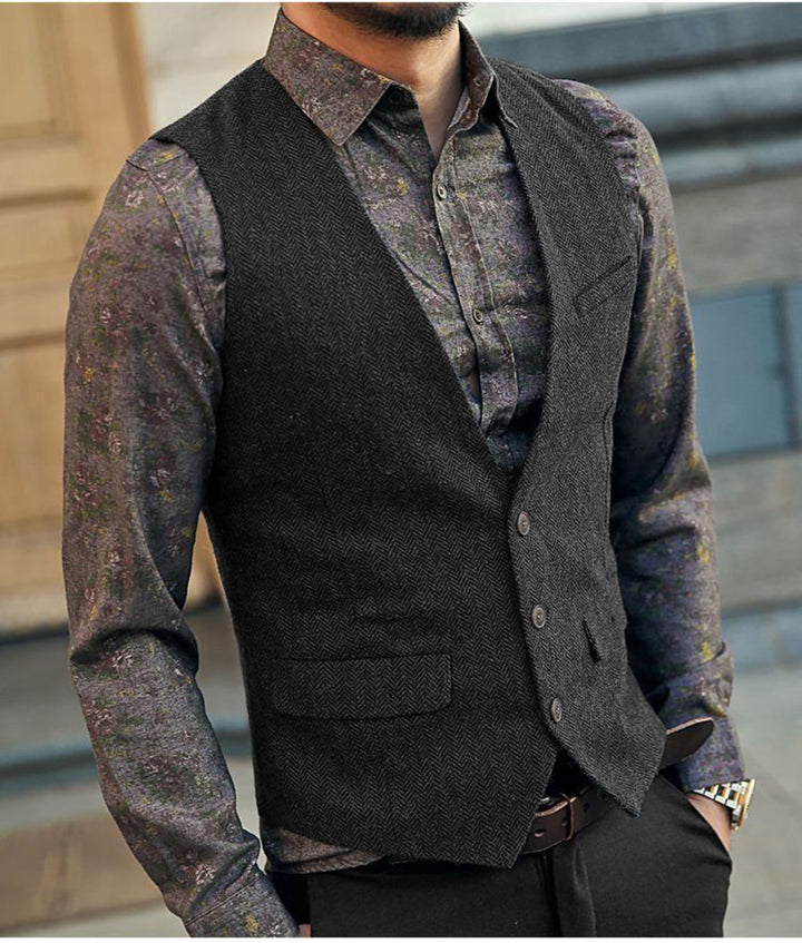 Vic | Trendy Herringbone V-Neck Vest voor Mannen