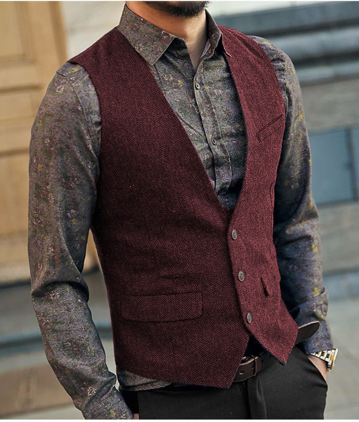 Vic | Trendy Herringbone V-Neck Vest voor Mannen