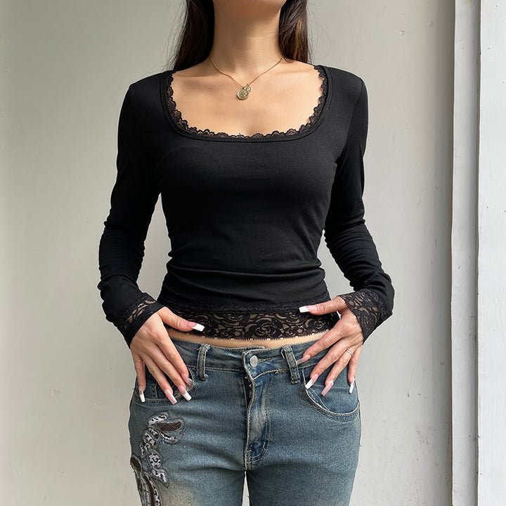 Victoria | Elegante Top met Kant en Lange Mouwen