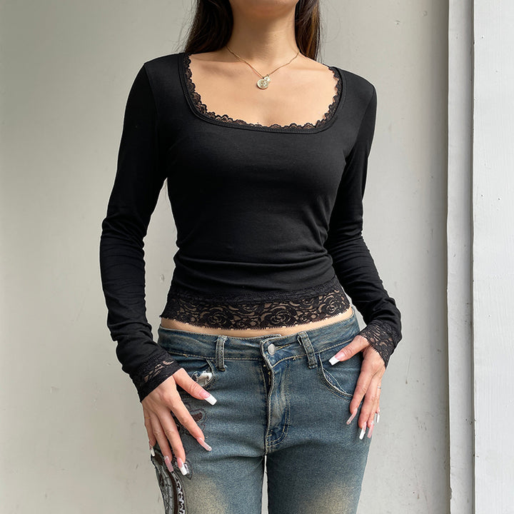 Victoria | Elegante Top met Kant en Lange Mouwen