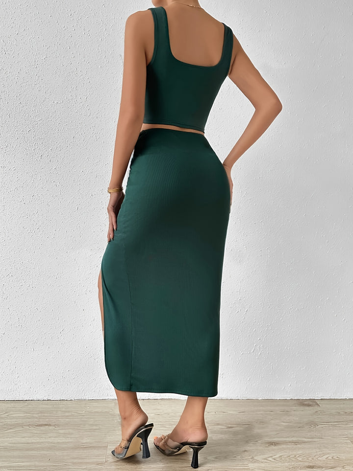 Vivienne | Elegante Twee-Delige Set met Hoge Split Rok