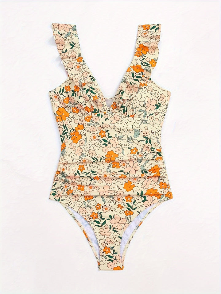 Zara | Stijlvol Bloemen Badpak met Ruffle Mouwen