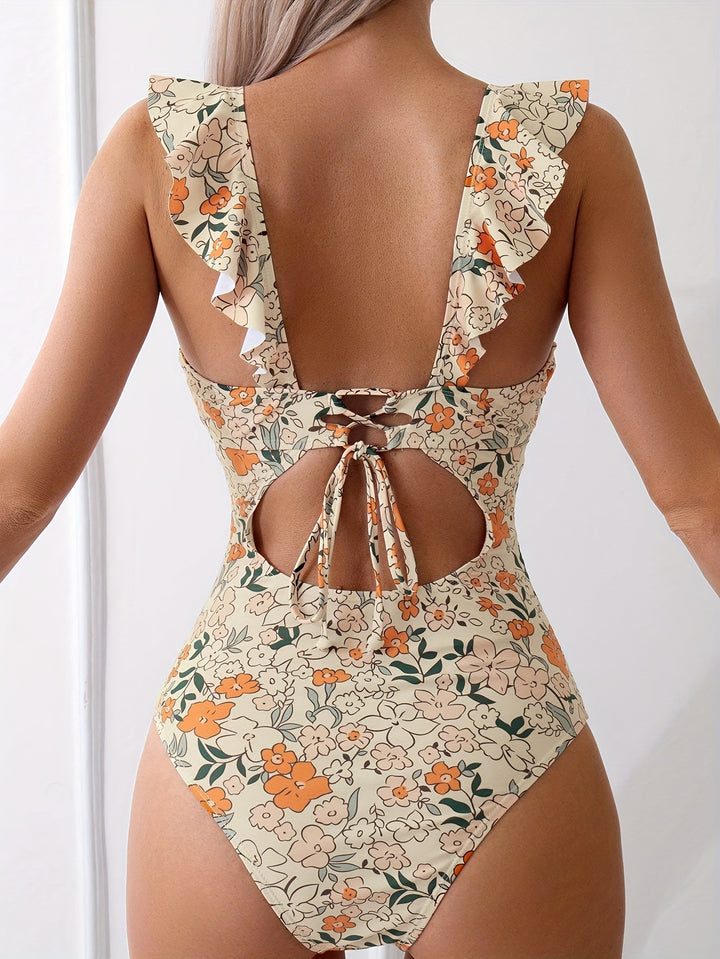Zara | Stijlvol Bloemen Badpak met Ruffle Mouwen