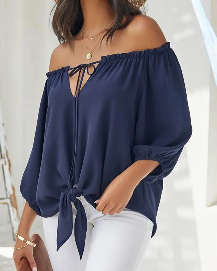 Zelda | Off-Shoulder Blouse met Knoopdetails