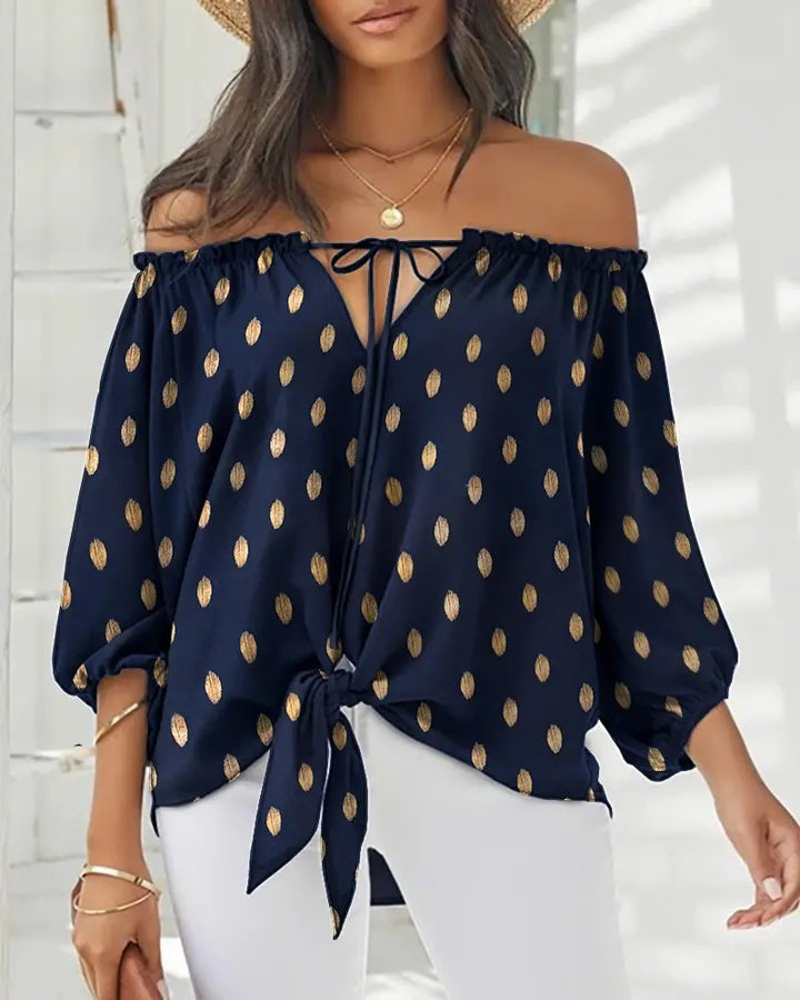 Zelda | Off-Shoulder Blouse met Knoopdetails