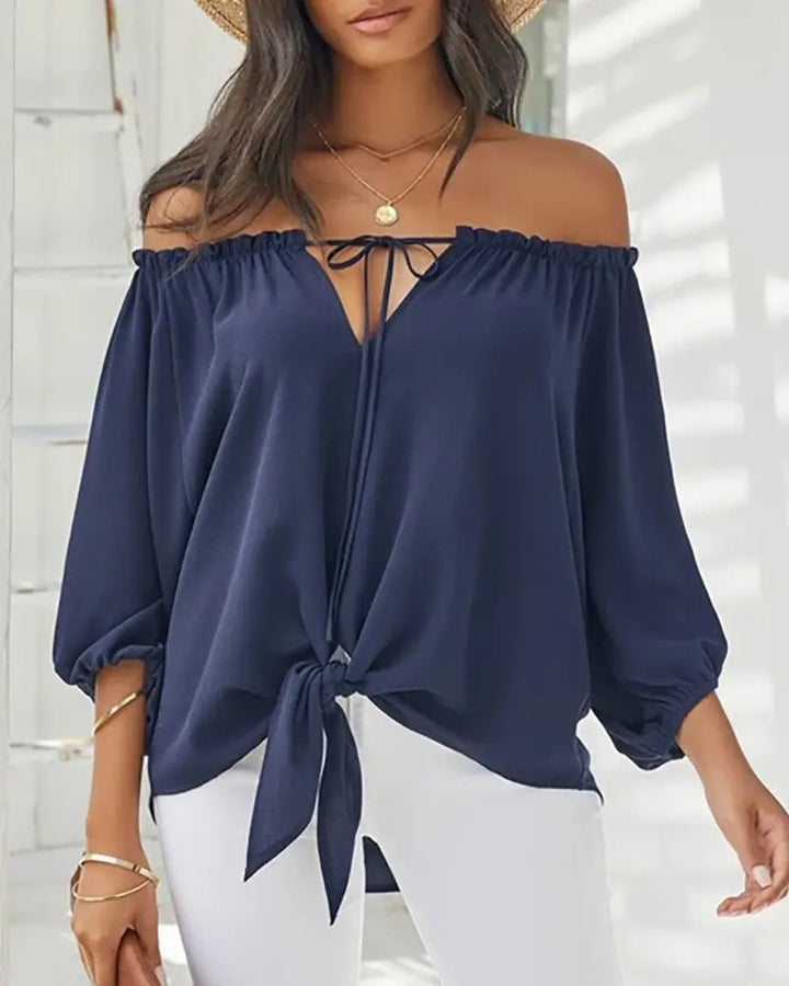 Zelda | Off-Shoulder Blouse met Knoopdetails