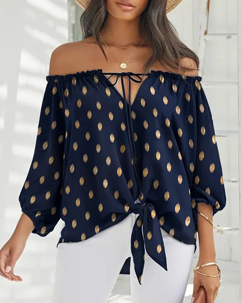Zelda | Off-Shoulder Blouse met Knoopdetails