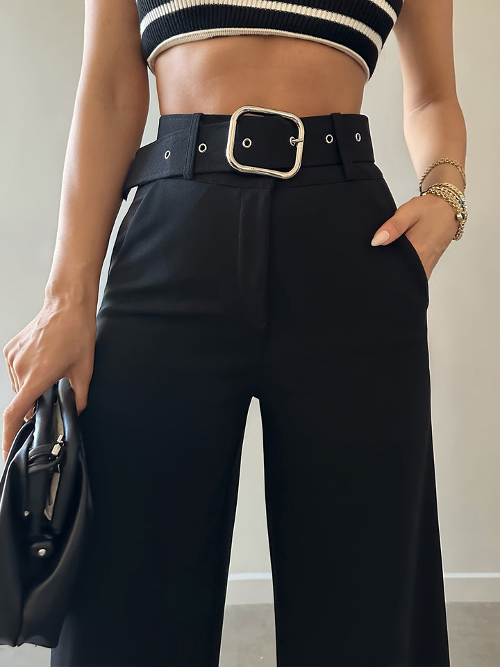 Zoe | Hoge Taille Wijde Pijpen Broek met Riem