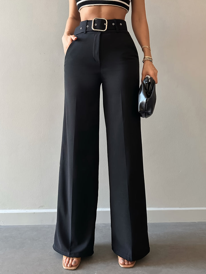 Zoe | Hoge Taille Wijde Pijpen Broek met Riem