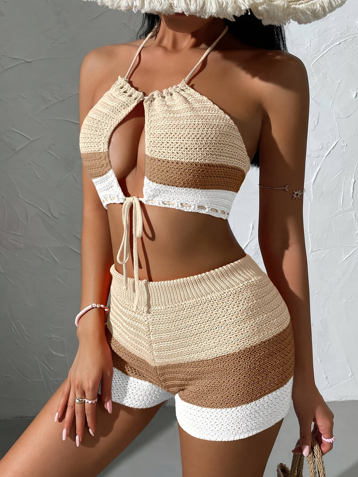 Zoe | Trendy Kleurblok Top en Shorts Set
