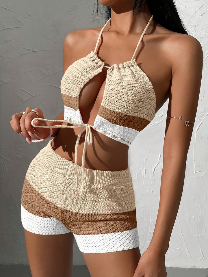 Zoe | Trendy Kleurblok Top en Shorts Set
