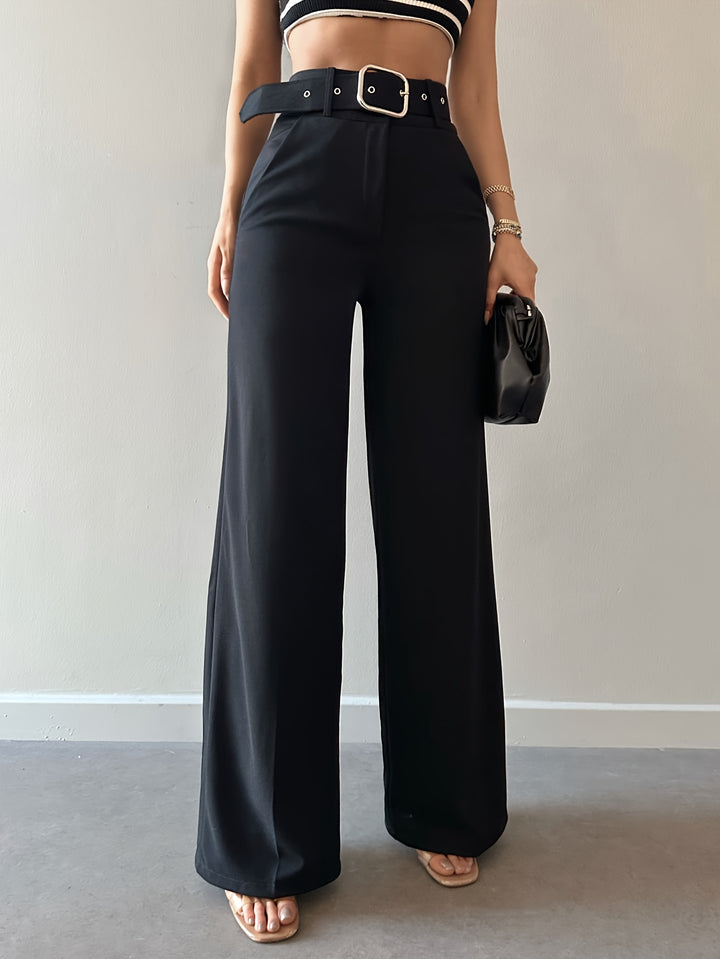 Zoe | Hoge Taille Wijde Pijpen Broek met Riem