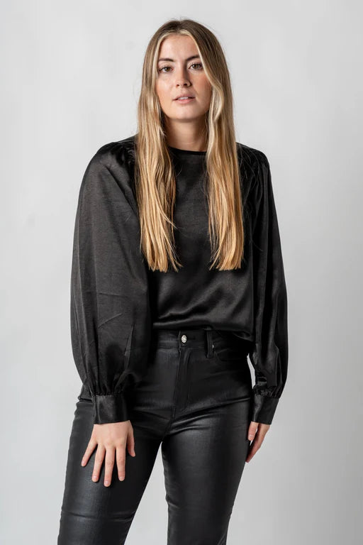 Zwarte blouse met ballon mouwen