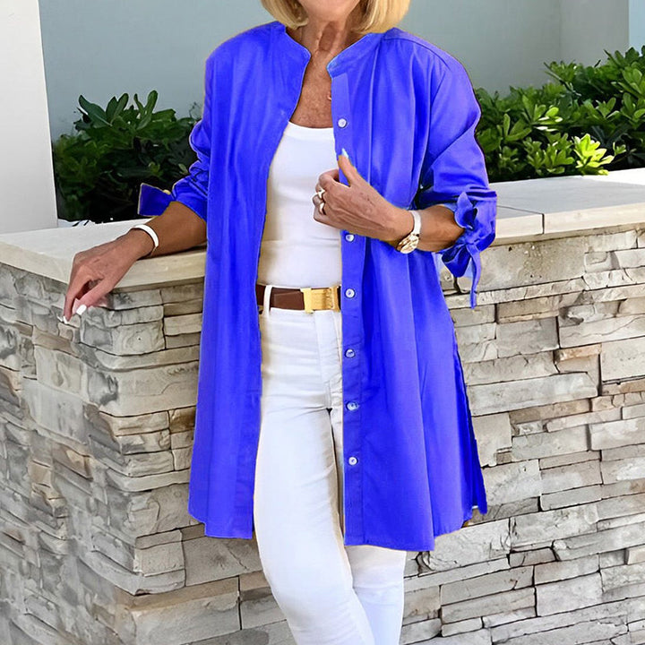 Dames tuniek blouse – Relaxed fit – Ademende stof – Lange mouw met knoopsluiting