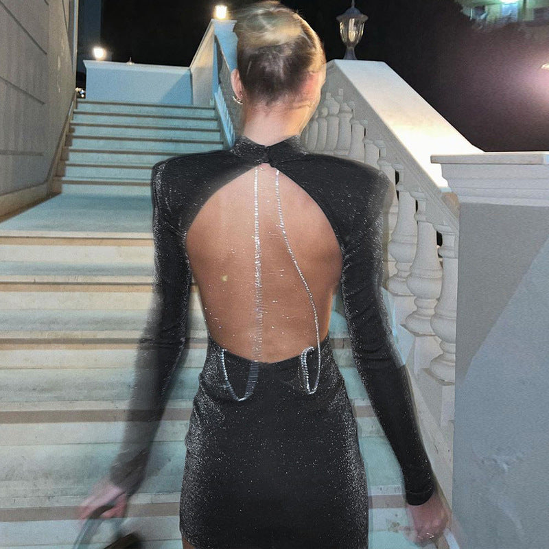 Aliyah | Elegante Open-Back Jurk met Strassdetail