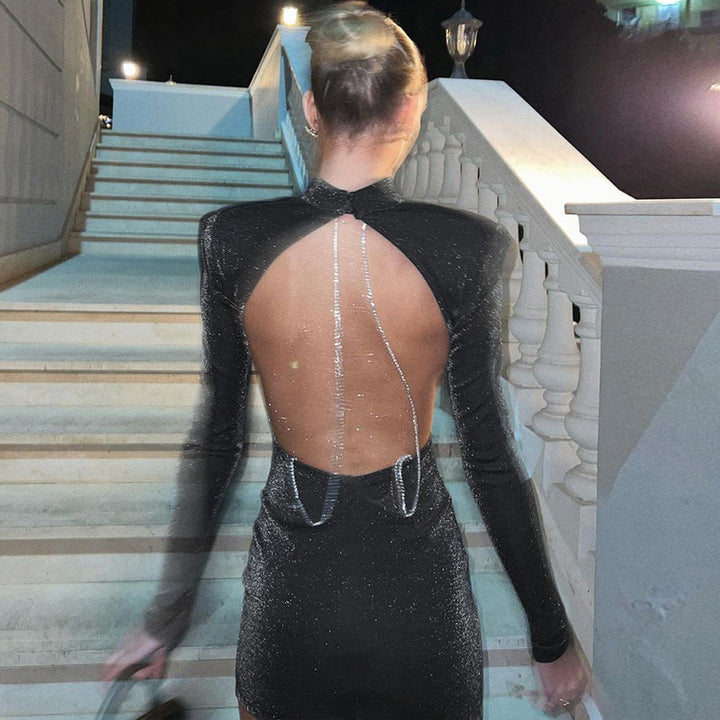 Aliyah | Elegante Open-Back Jurk met Strassdetail