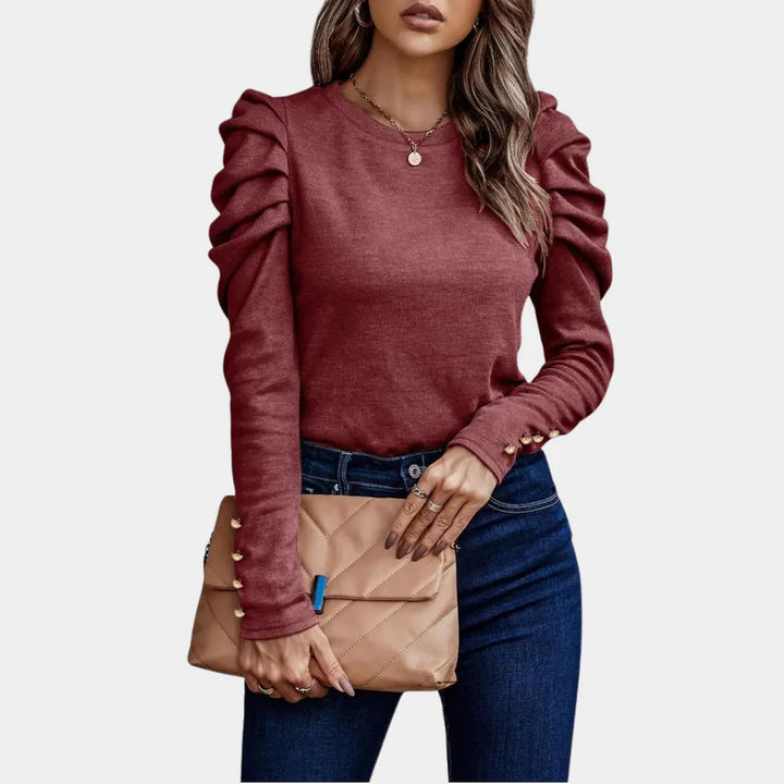Alva Effen Damesblouse met Pofmouwen