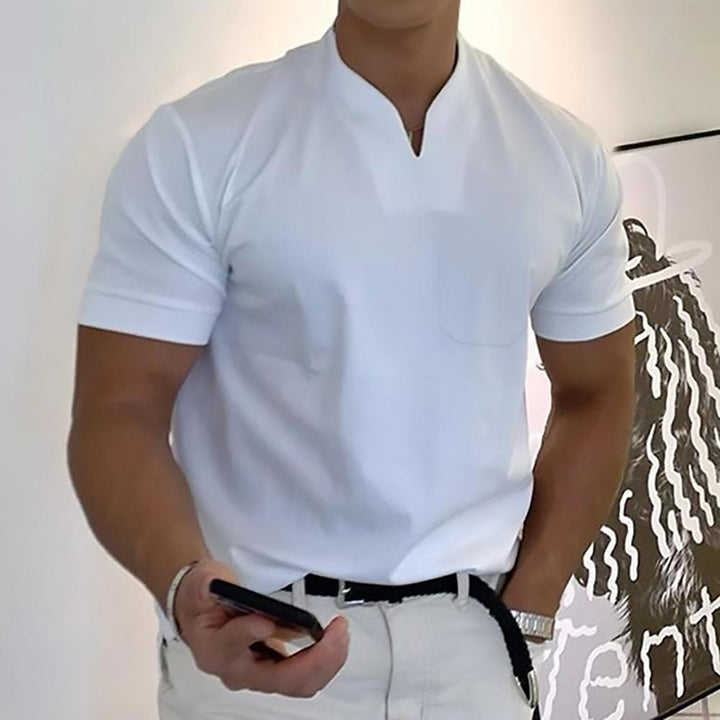 Heren Overhemd – Slim Fit – Korte Mouw – Ademend Materiaal – Mandarijnkraag
