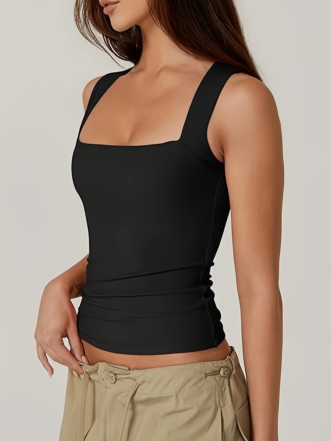 Bianca | Zwarte Casual Tanktop – Skinny Fit & Gebreid