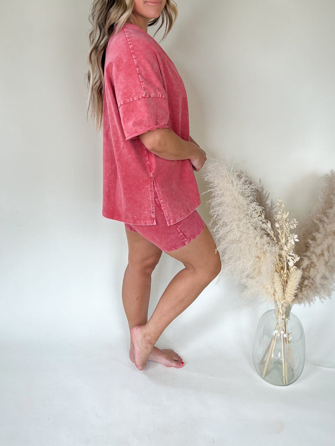 Dames T-shirt – Oversized Pasvorm – V-hals – Zijsplitten – Ademend Comfort