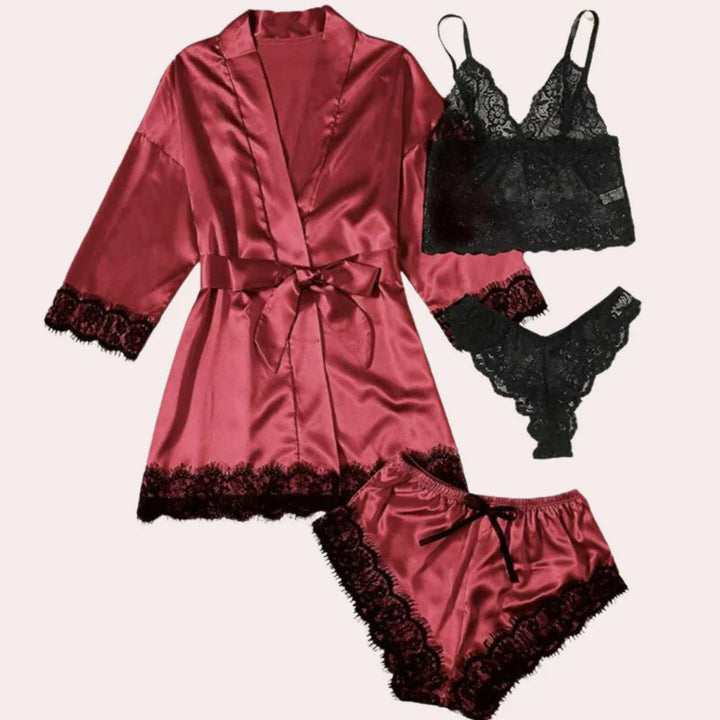 Emilie – Luxe 4-delige Slaapjurk Set voor Dames
