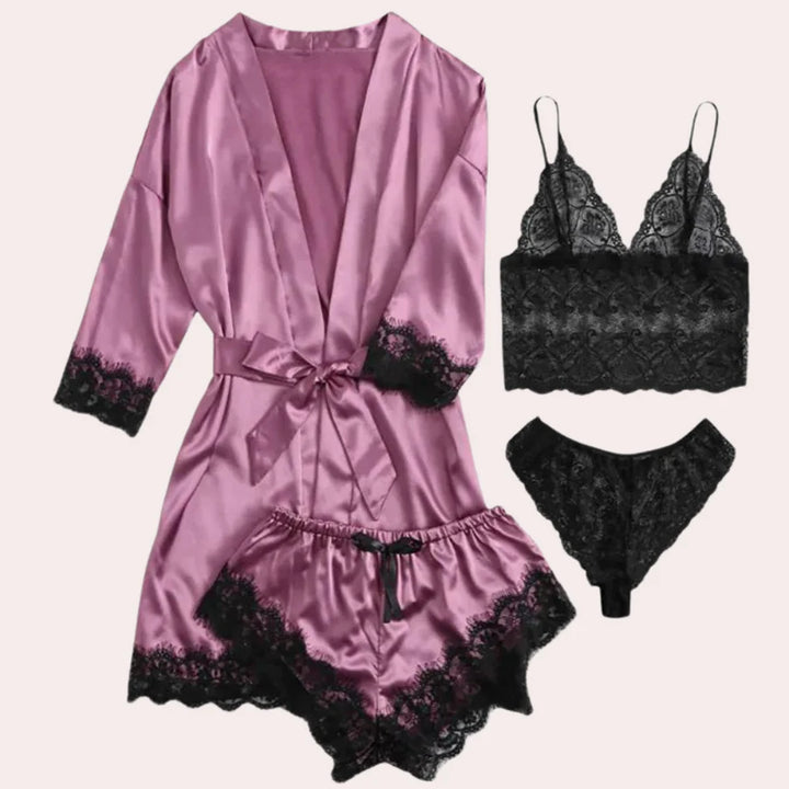 Emilie – Luxe 4-delige Slaapjurk Set voor Dames