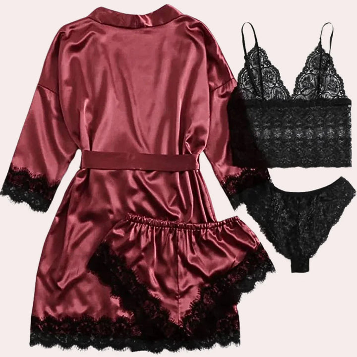 Emilie – Luxe 4-delige Slaapjurk Set voor Dames