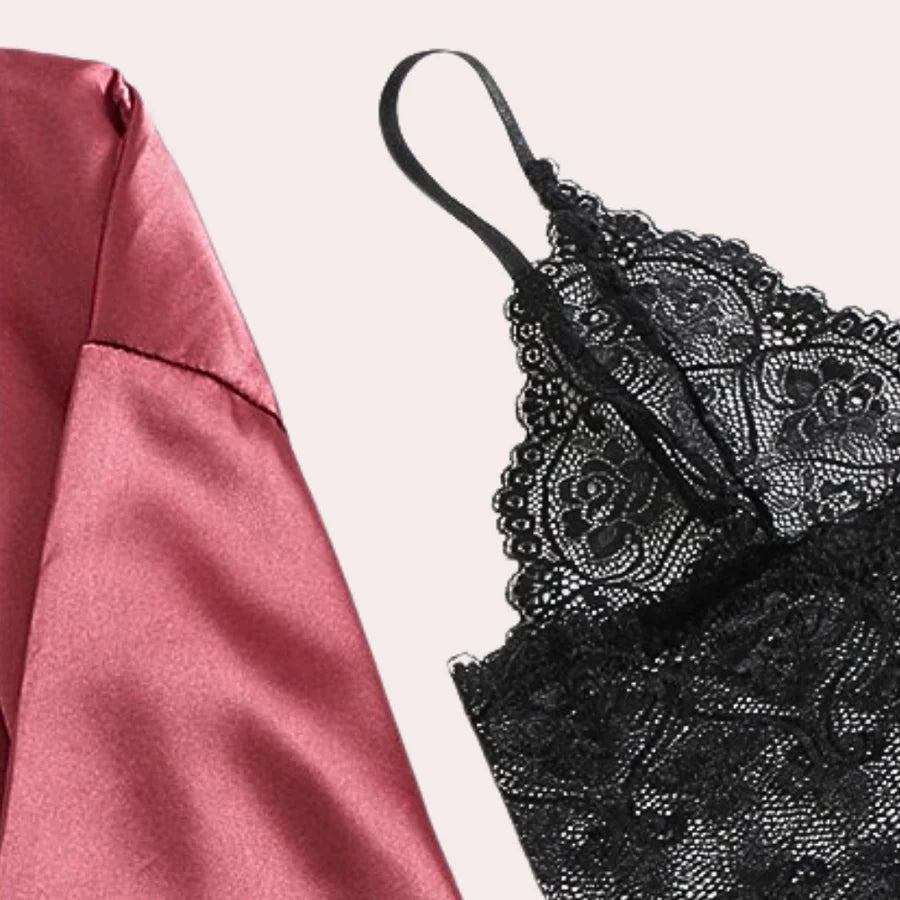Emilie – Luxe 4-delige Slaapjurk Set voor Dames