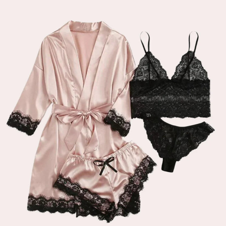 Emilie – Luxe 4-delige Slaapjurk Set voor Dames