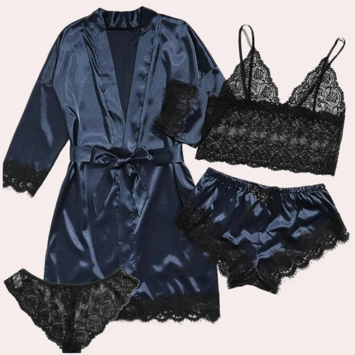 Emilie – Luxe 4-delige Slaapjurk Set voor Dames