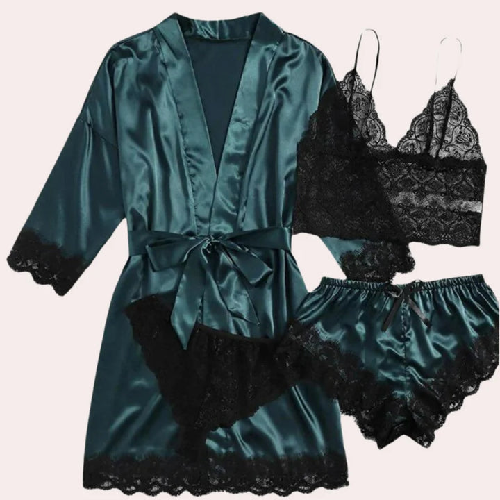 Emilie – Luxe 4-delige Slaapjurk Set voor Dames