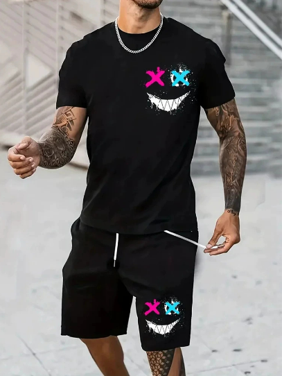 Daniel | Trendy T-shirt + Short met 3D Print en Grafisch Ontwerp [SET]