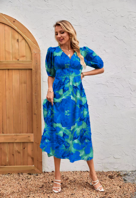 Penelope | Elegante A-Lijn Jurk met Bloemenprint