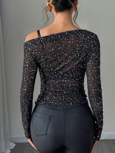 Emery | Elegante Sprankelende Top met Flare Mouwen