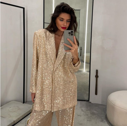 Davina | Elegante Glinsterende Blazer Set met Pailletten voor Dames