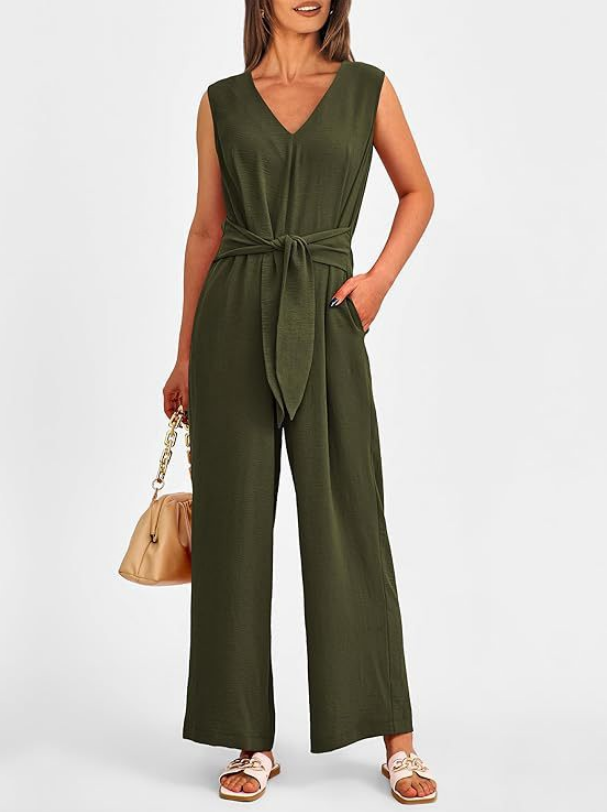 Gladys | Elegante Mouwloze Jumpsuit met Wijde Pijpen