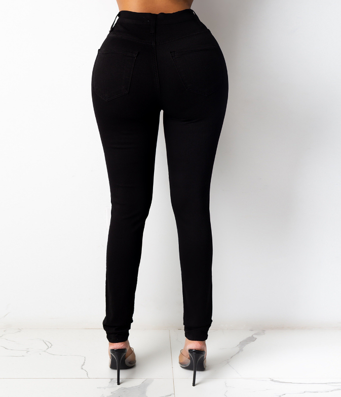 Rubi | Hoge Taille Skinny Legging met Knoopsluiting