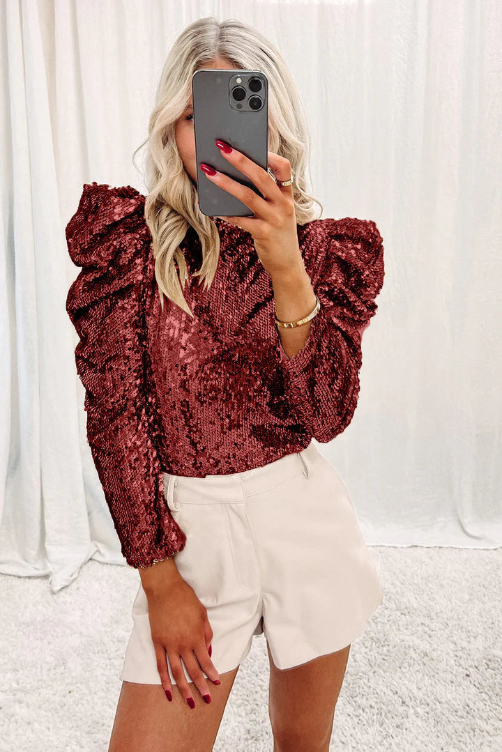 Inge | Top met Glamoureuze Fonkelende Blouse voor Vrouwen