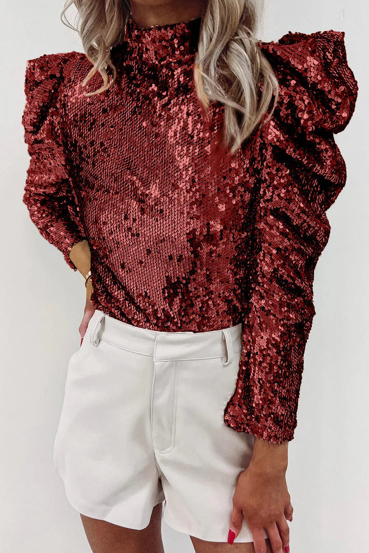 Inge | Top met Glamoureuze Fonkelende Blouse voor Vrouwen