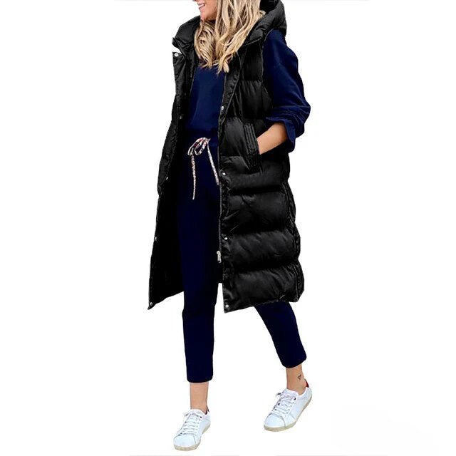 Lina | Mouwloze Lange Winterjas voor Dames