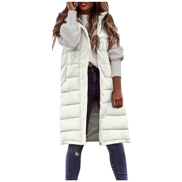 Lina | Mouwloze Lange Winterjas voor Dames