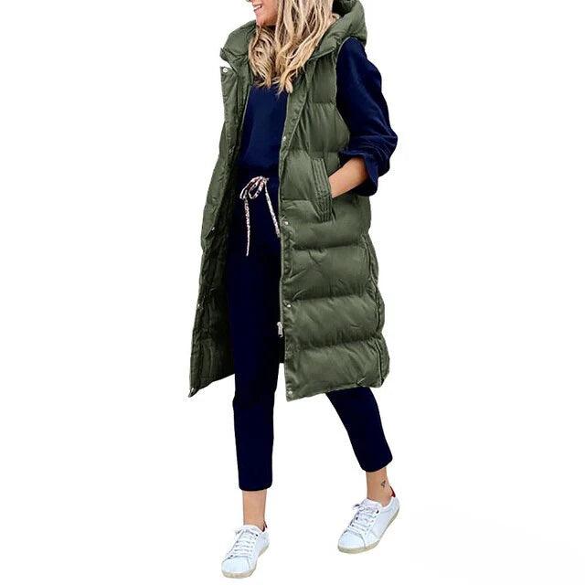 Lina | Mouwloze Lange Winterjas voor Dames