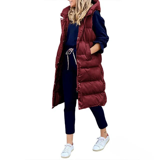 Lina | Mouwloze Lange Winterjas voor Dames