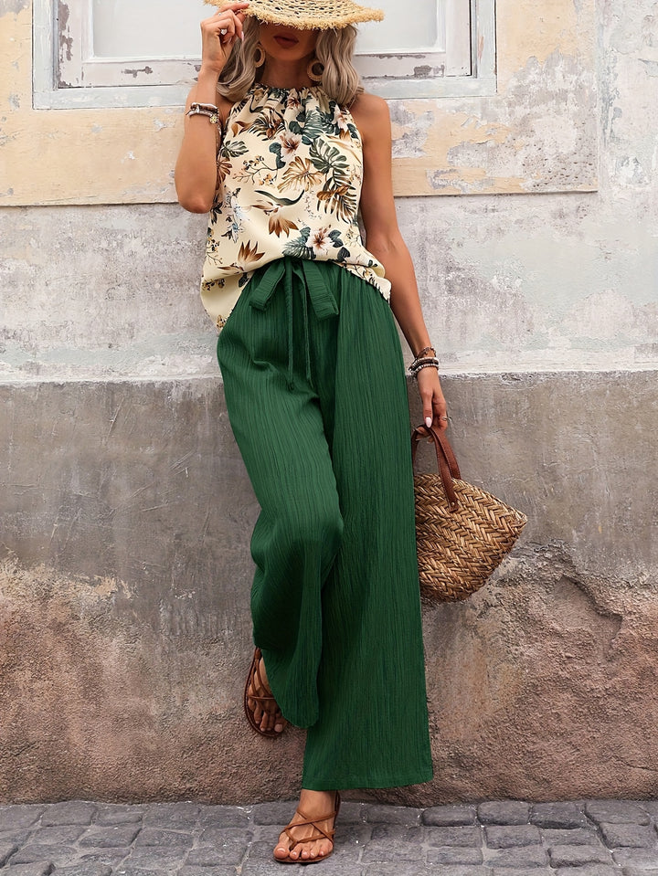 Mina | Elegante Dames Set met Bloemenprint en Rechte Broek