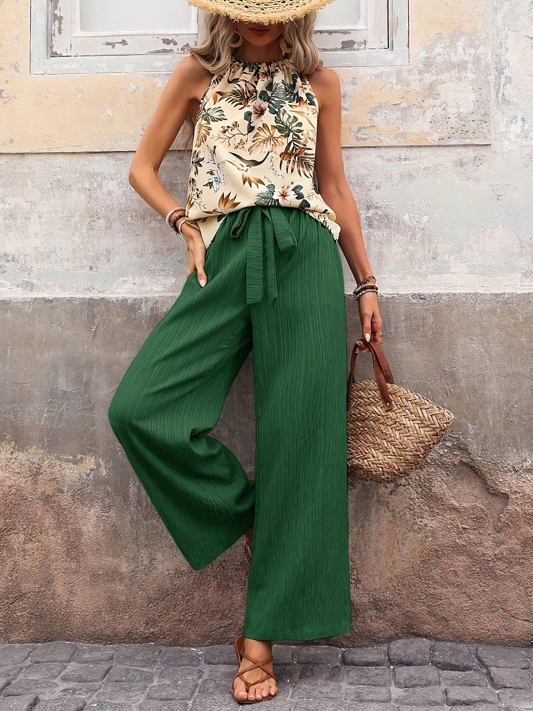 Mina | Elegante Dames Set met Bloemenprint en Rechte Broek