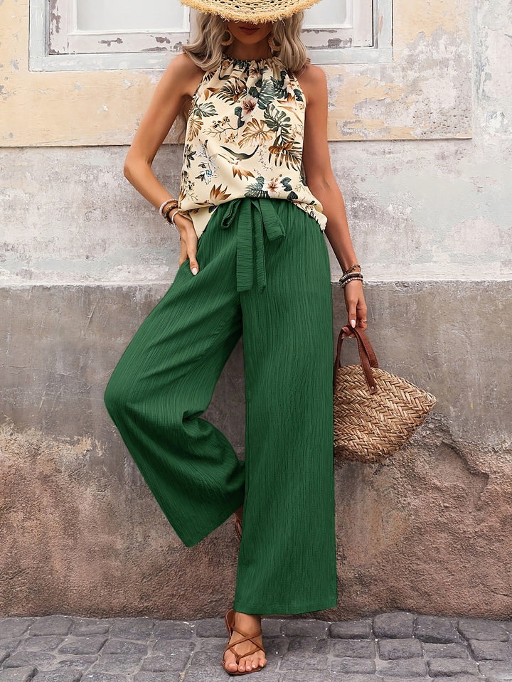 Mina | Elegante Dames Set met Bloemenprint en Rechte Broek