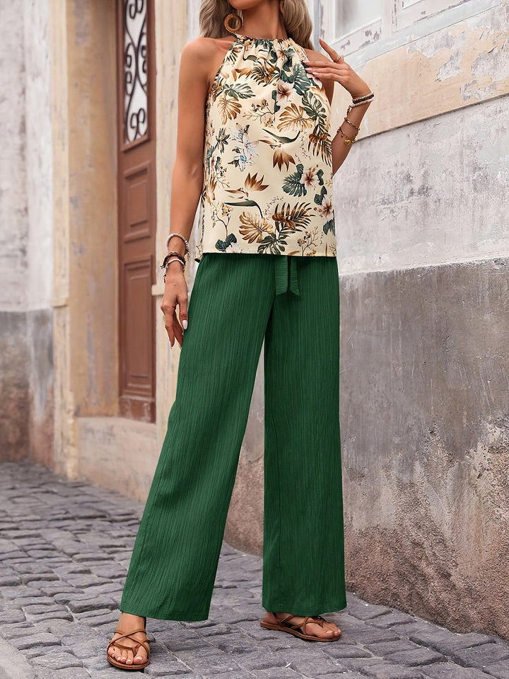 Mina | Elegante Dames Set met Bloemenprint en Rechte Broek