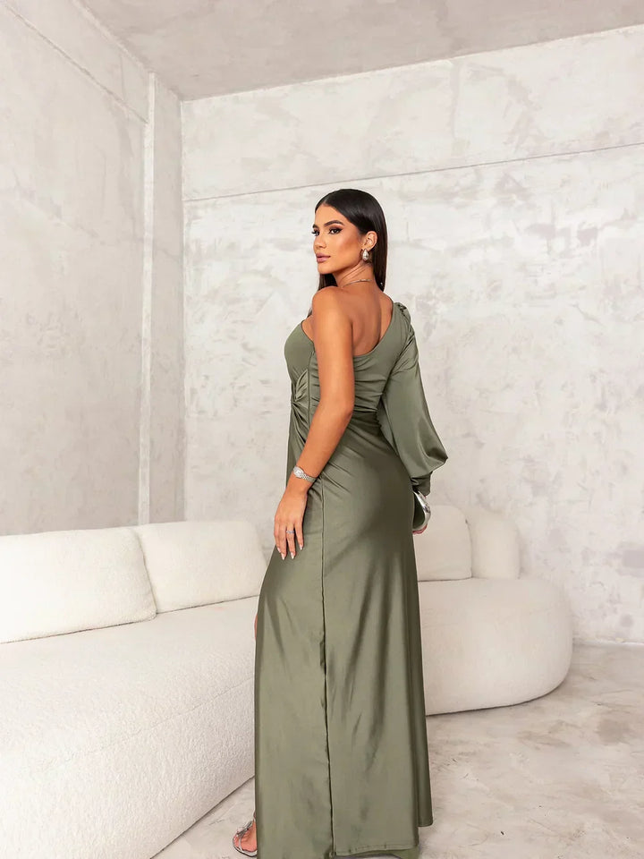 Dani | Elegante Satijnen schouder jurk voor Dames