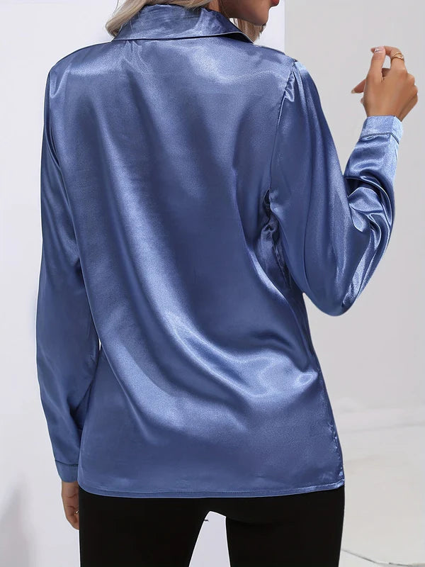 Saga - Chique Herfst Elegante Satijnen Blouse voor Dames